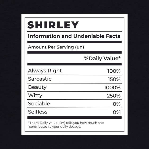 Funny Food Label Female Ingredients SHIRLEY by SLAG_Creative